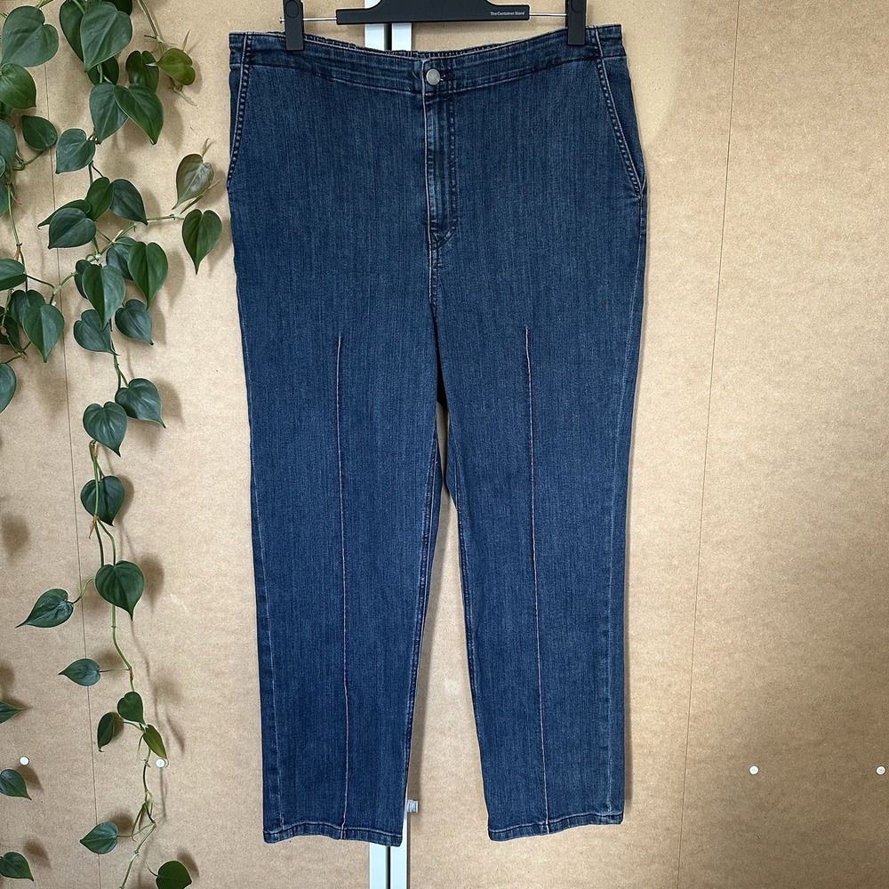 Lisa Bayne‎ Women's XL Denim Pintuck Jeans Elastic Waist